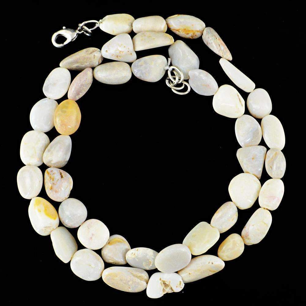 gemsmore:Natural Australian Opal Necklace - Single Strand Untreated Beads