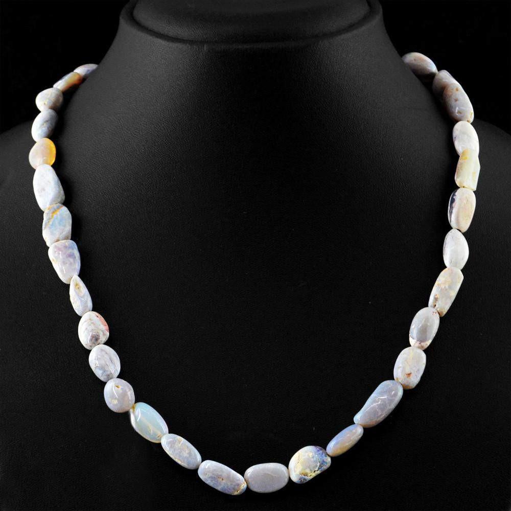 gemsmore:Natural Australian Opal Necklace 20 Inches Long Untreated Beads
