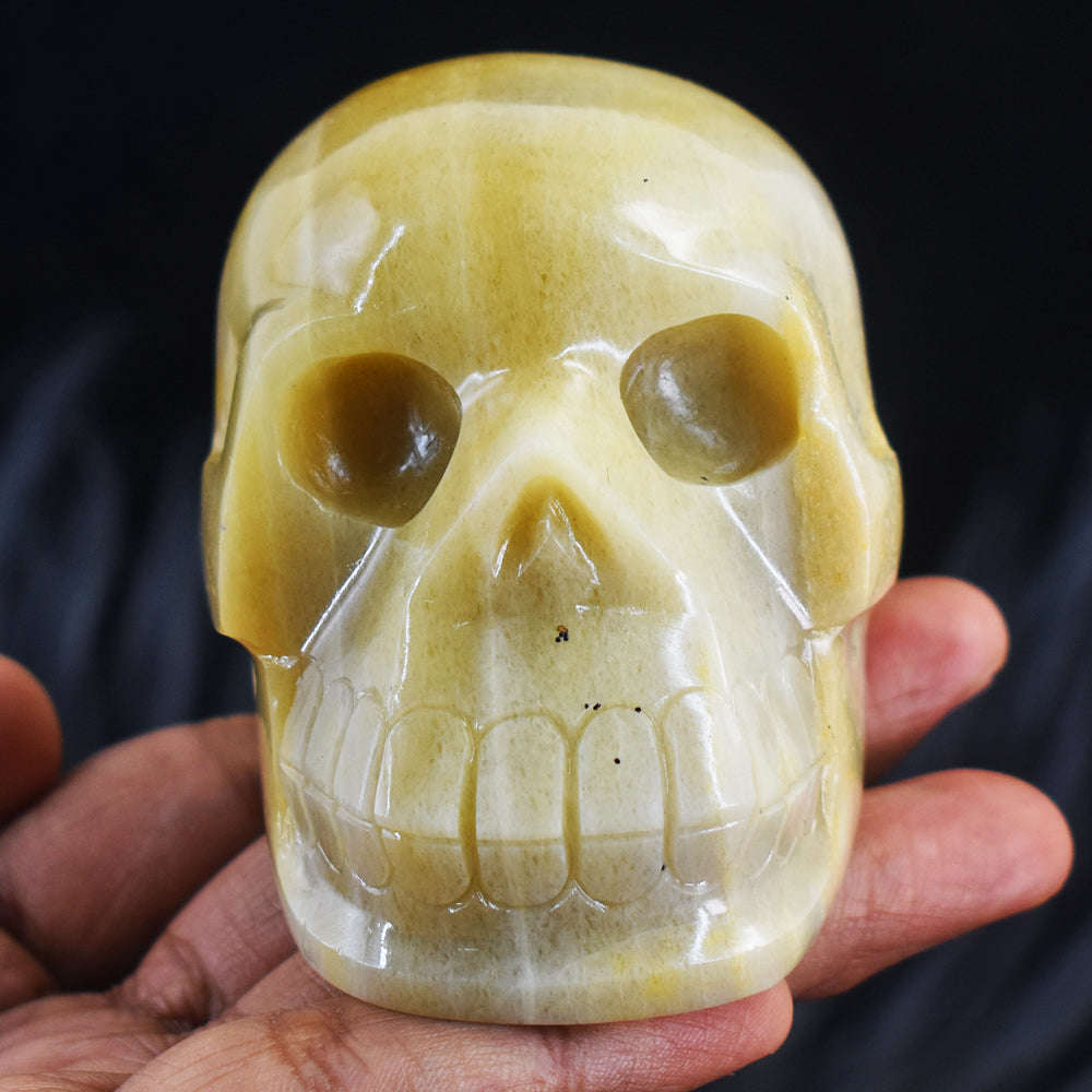 gemsmore:Natural  Aventurine Hand Carved Gemstone Skull Crystal Carving