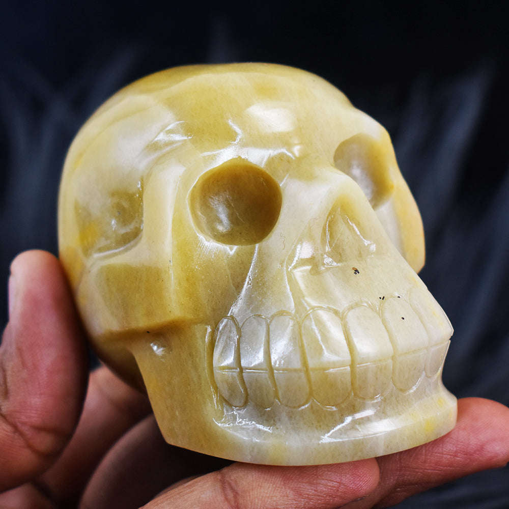 gemsmore:Natural  Aventurine Hand Carved Gemstone Skull Crystal Carving