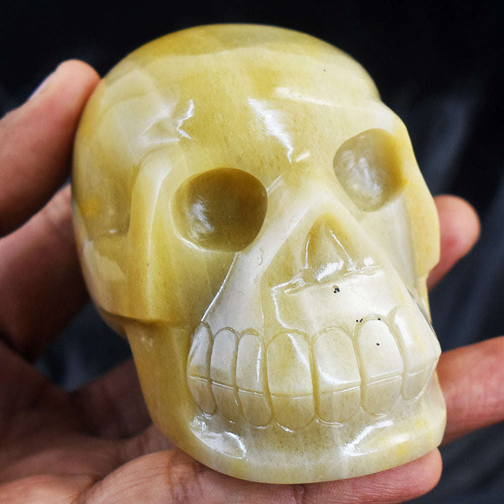 gemsmore:Natural  Aventurine Hand Carved Gemstone Skull Crystal Carving