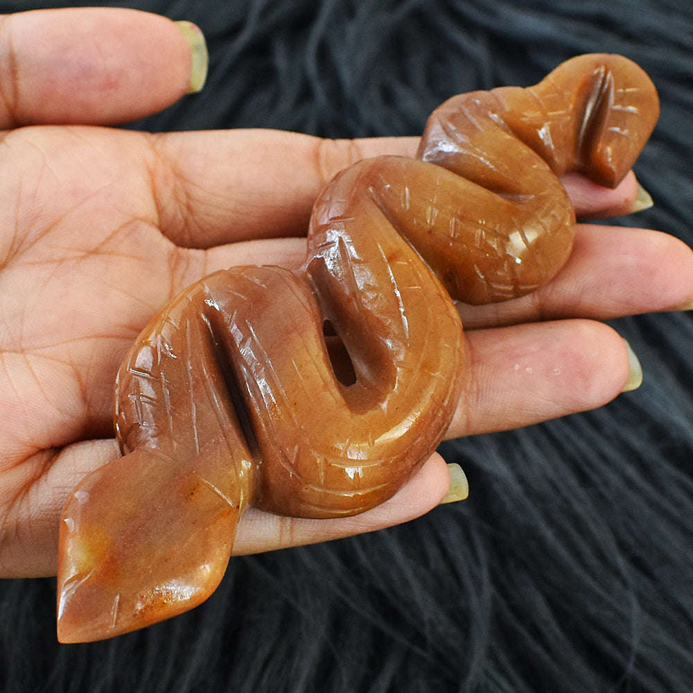 gemsmore:Natural Aventurine Hand Carved Snake