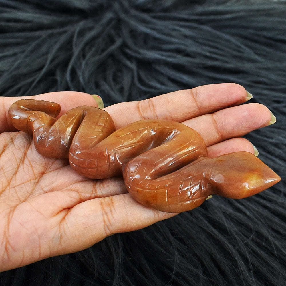 gemsmore:Natural Aventurine Hand Carved Snake