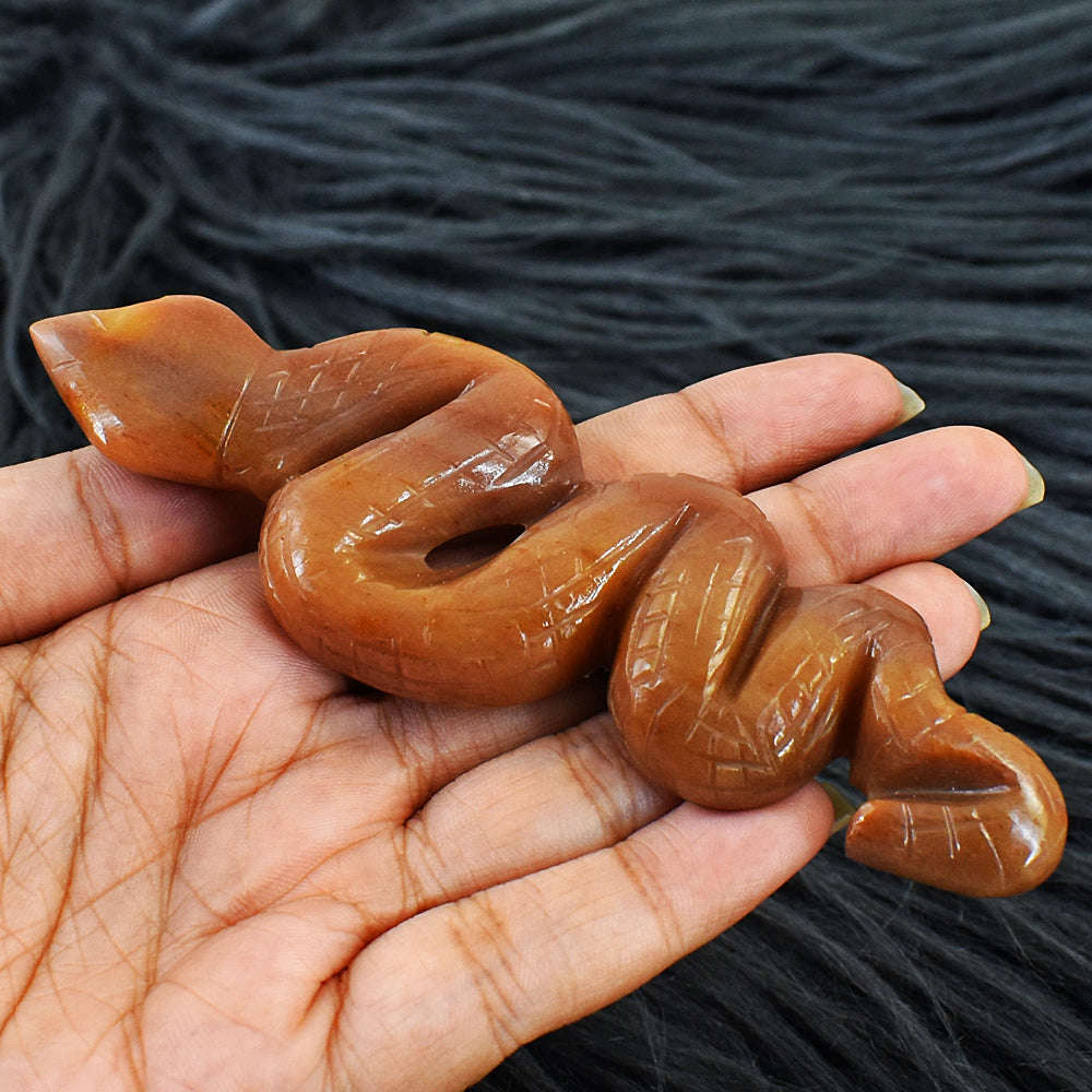 gemsmore:Natural Aventurine Hand Carved Snake