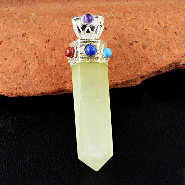 gemsmore:Natural Aventurine Seven Chakra Healing Point Pendant