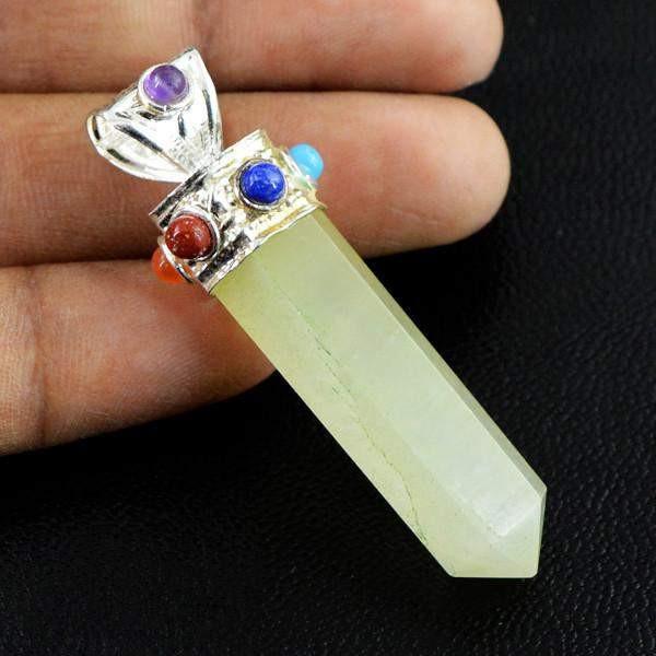 gemsmore:Natural Aventurine Seven Chakra Healing Point Pendant