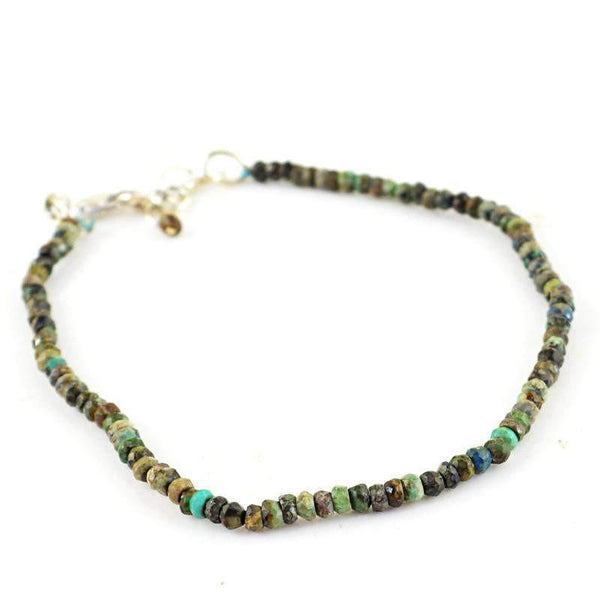 gemsmore:Natural Azurite Bracelet Round Shape Faceted Beads
