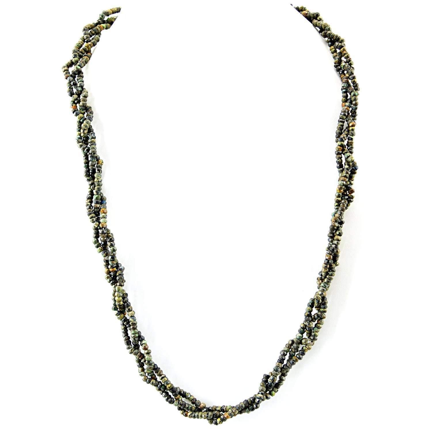 gemsmore:Natural Azurite Necklace Single Strand Untreated Round Cut Beads