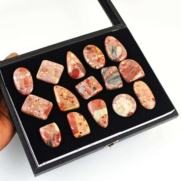 gemsmore:Natural Beach Comb Jasper Untreated Gemstone Cabochon Lot
