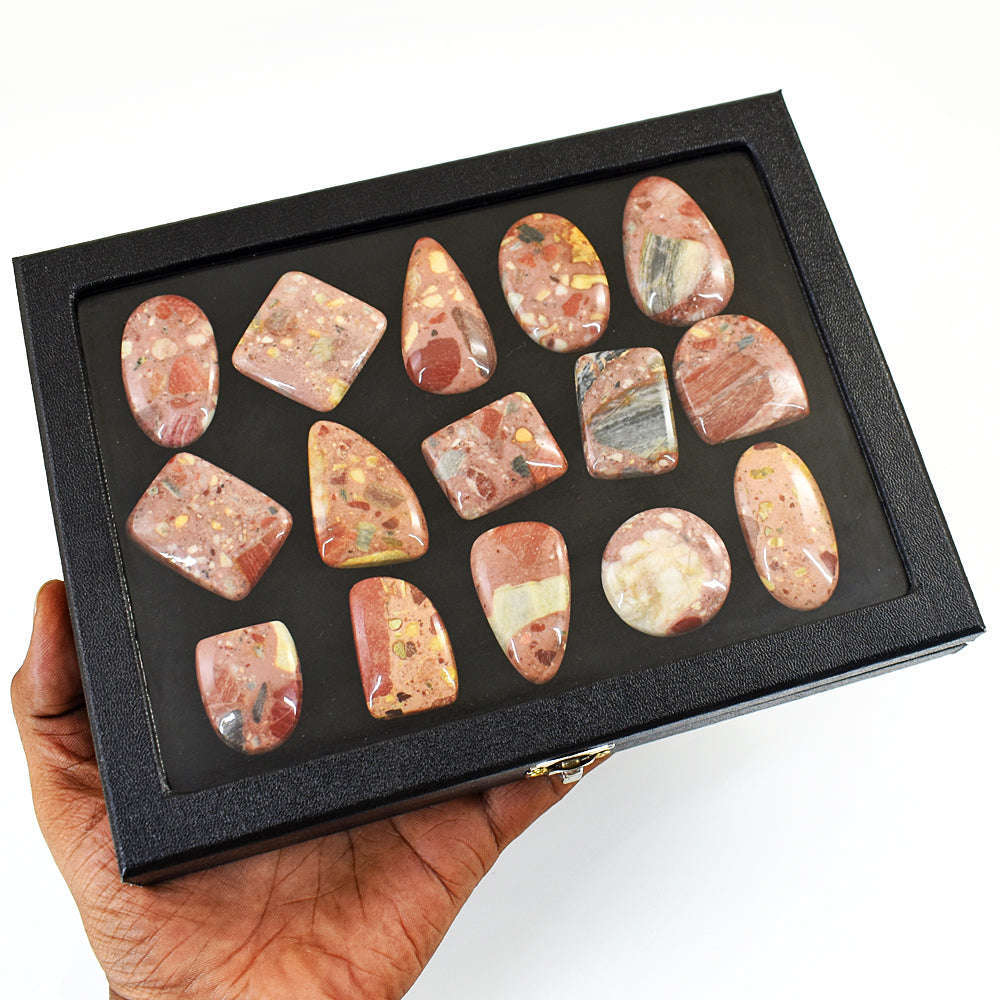 gemsmore:Natural Beach Comb Jasper Untreated Gemstone Cabochon Lot