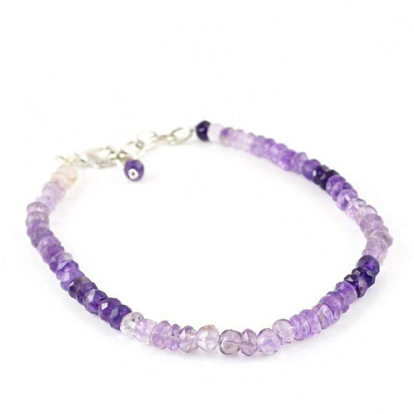 gemsmore:Natural Bi-Color Amethyst Bracelet Round Faceted Beads