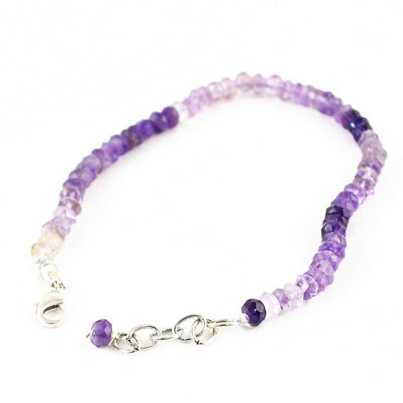 gemsmore:Natural Bi-Color Amethyst Bracelet Round Faceted Beads