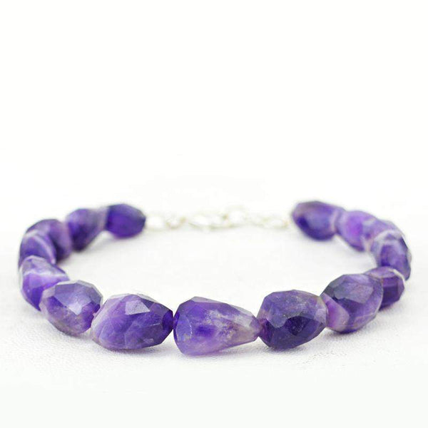 gemsmore:Natural Bi-Color Amethyst Bracelet Untreated Beads