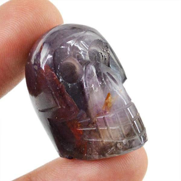 gemsmore:Natural Bi-Color Amethyst Carved Skull Gem