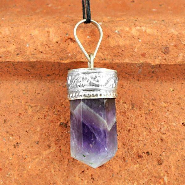 gemsmore:Natural Bi-color Amethyst Crystal Healing Point Pendant