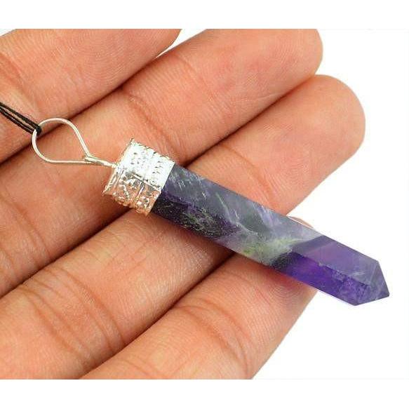 gemsmore:Natural Bi Color Amethyst Healing Point Pendant