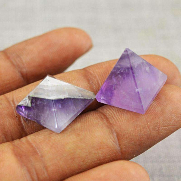 gemsmore:Natural Bi-Color Amethyst Healing Pyramid Gemstone Lot