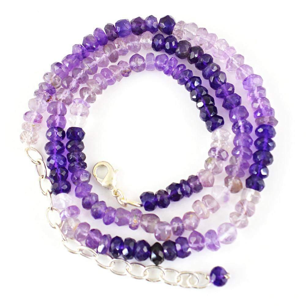 gemsmore:Natural Bi-Color Amethyst Necklace Single Strand Round Faceted Beads