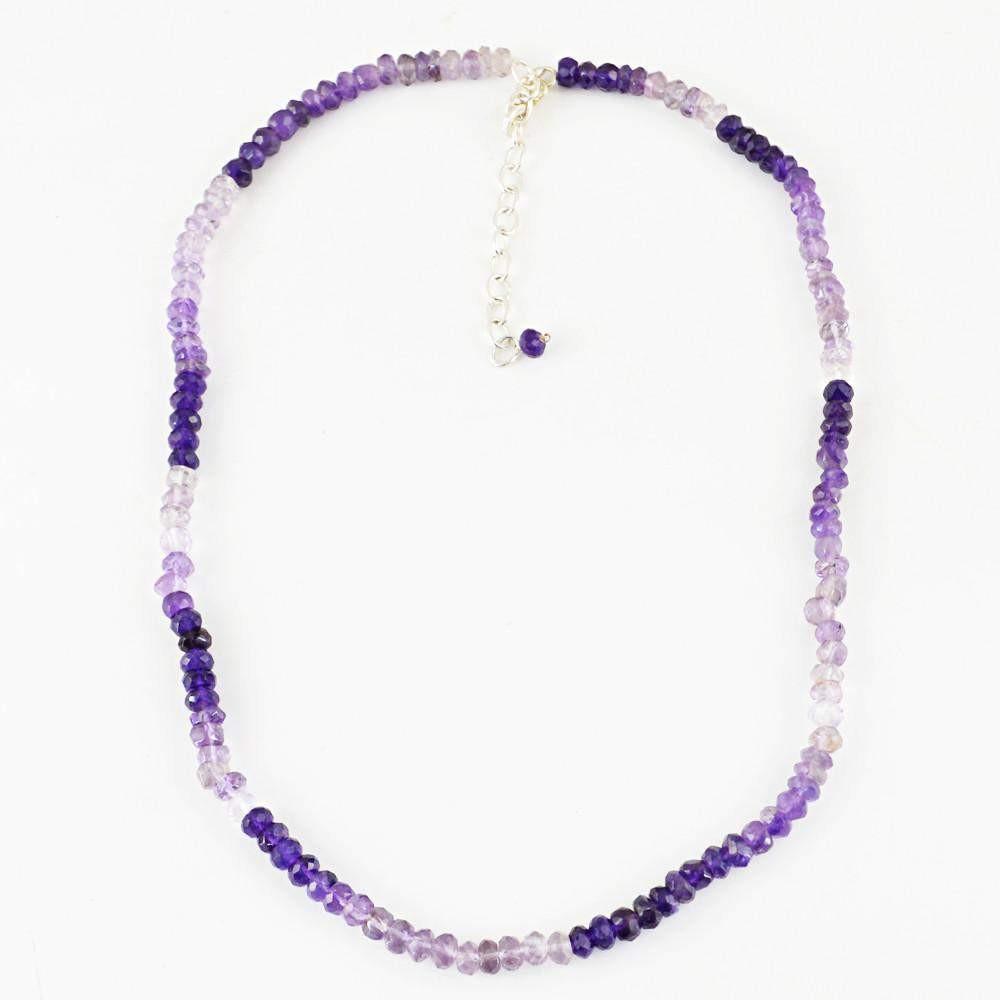 gemsmore:Natural Bi-Color Amethyst Necklace Single Strand Round Faceted Beads