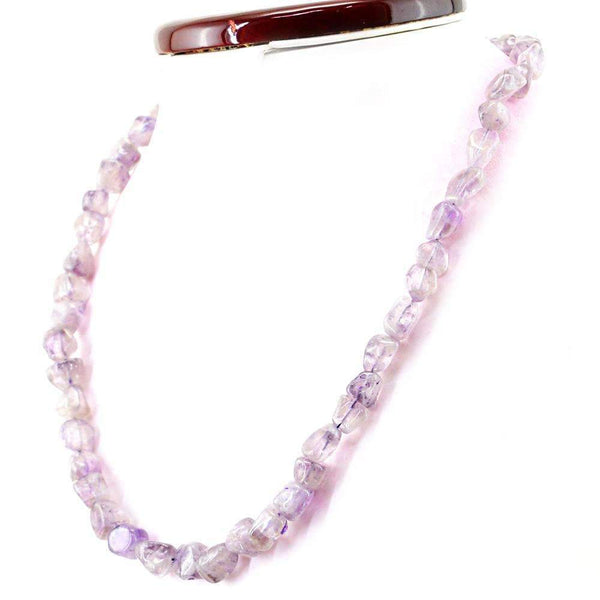 gemsmore:Natural Bi-Color Amethyst Necklace Single Strand Untreated Beads