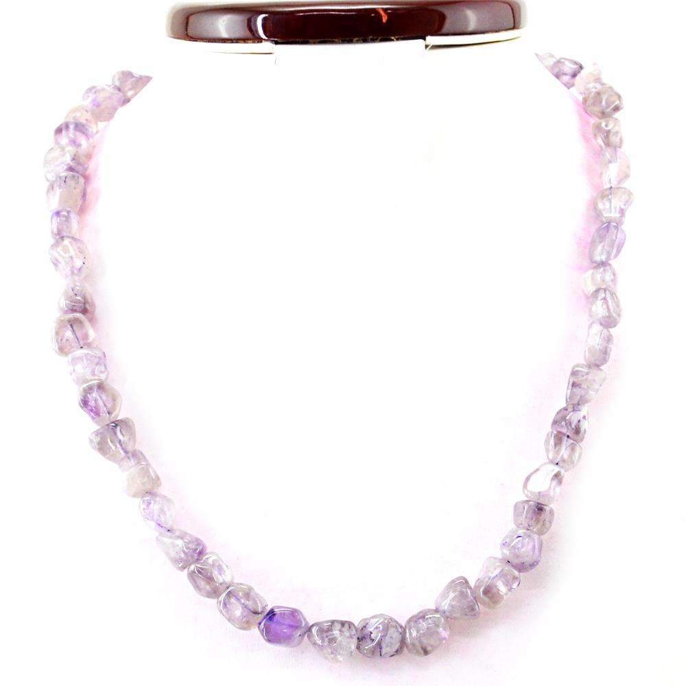 gemsmore:Natural Bi-Color Amethyst Necklace Single Strand Untreated Beads