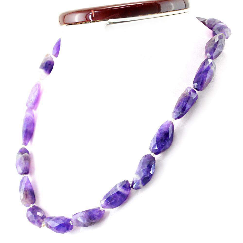 gemsmore:Natural Bi-color Amethyst Necklace Untreated 20 Inches Long Faceted Beads