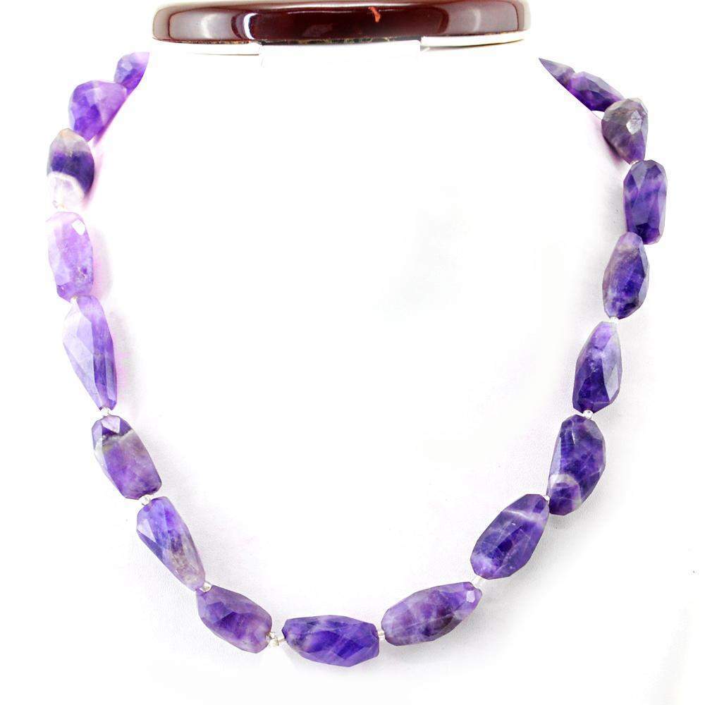 gemsmore:Natural Bi-color Amethyst Necklace Untreated 20 Inches Long Faceted Beads