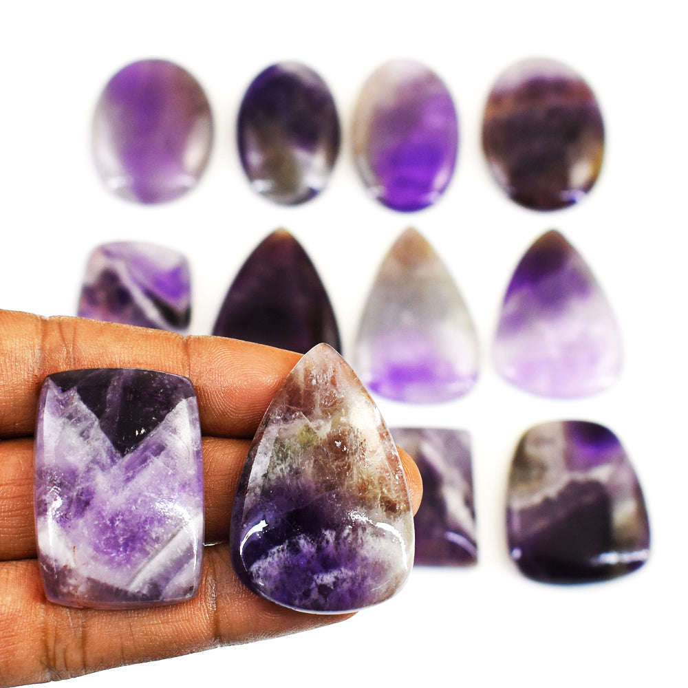 gemsmore:Natural Bi-Color Amethyst Untreated Gemstone Cabochon Lot