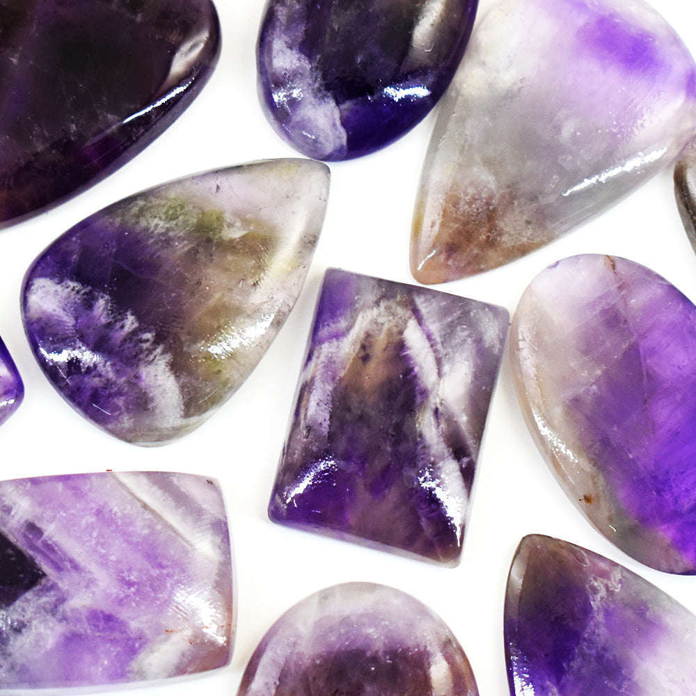 gemsmore:Natural Bi-Color Amethyst Untreated Gemstone Cabochon Lot