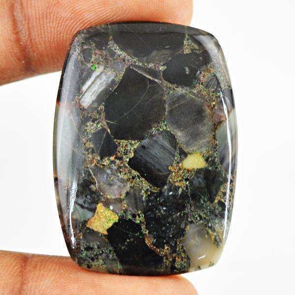 gemsmore:Natural Black Conglomerate Jasper Untreated Loose Gemstone