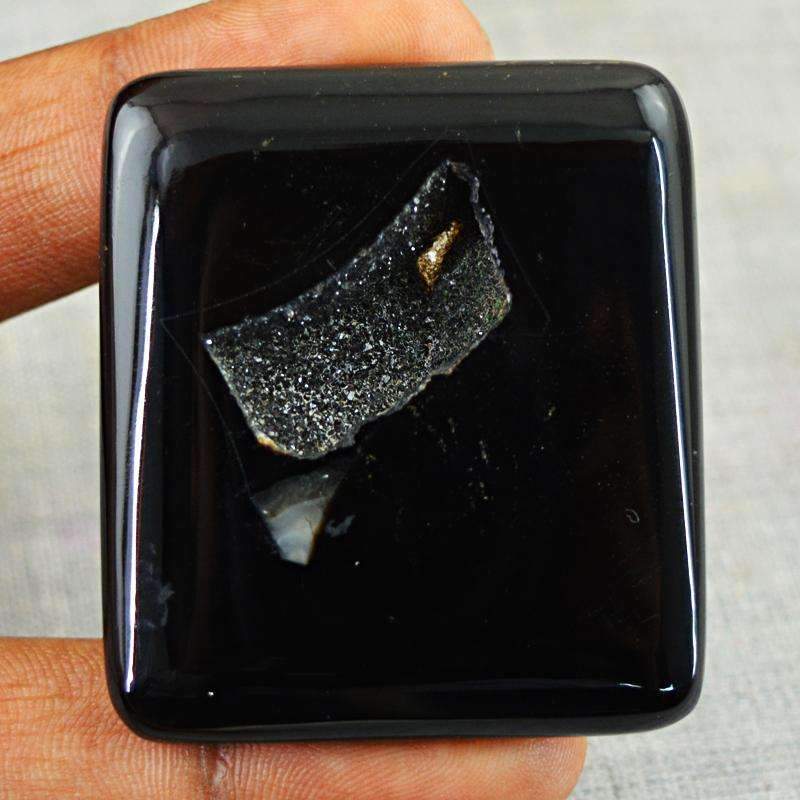 gemsmore:Natural Black Druzy Onyx Gemstone - Loose Untreated