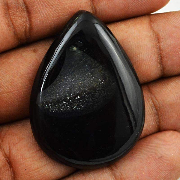 gemsmore:Natural Black Druzy Onyx Gemstone - Pear Shape