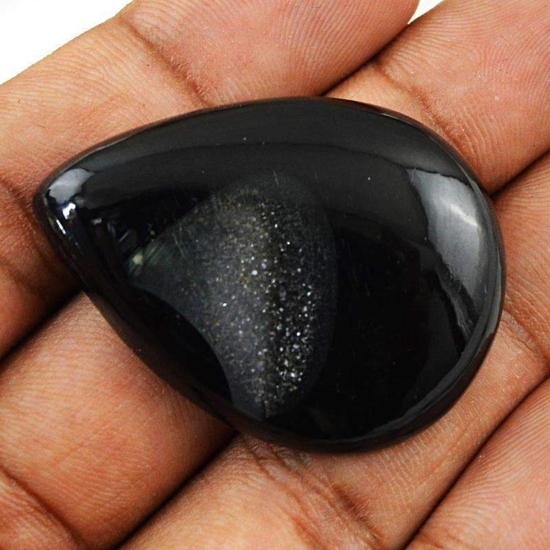 gemsmore:Natural Black Druzy Onyx Gemstone - Pear Shape