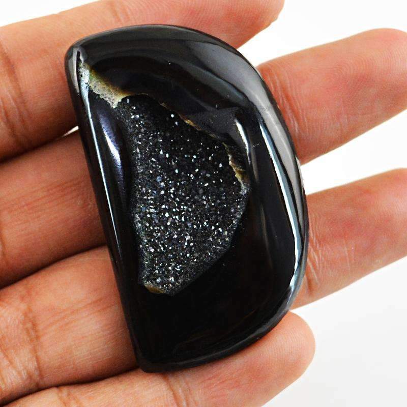 gemsmore:Natural Black Druzy Onyx Gemstone - Untreated Loose