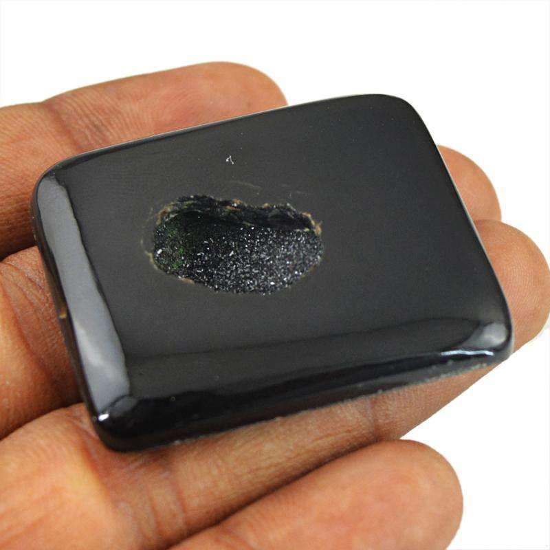 gemsmore:Natural Black Druzy Onyx Gemstone Loose Untreated