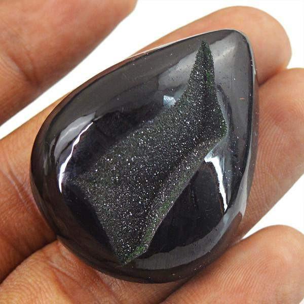 gemsmore:Natural Black Druzy Onyx Pear Shape Loose Gemstone