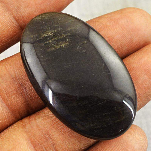 gemsmore:Natural Black Galaxy Jasper Oval Shape Loose Gemstone