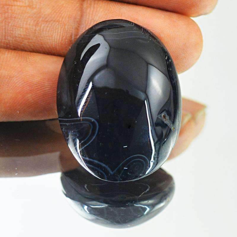 gemsmore:Natural Black Obsidian Gemstone - Untreated Oval Shape