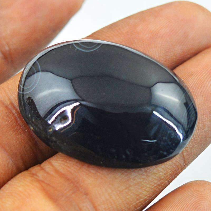 gemsmore:Natural Black Obsidian Gemstone - Untreated Oval Shape