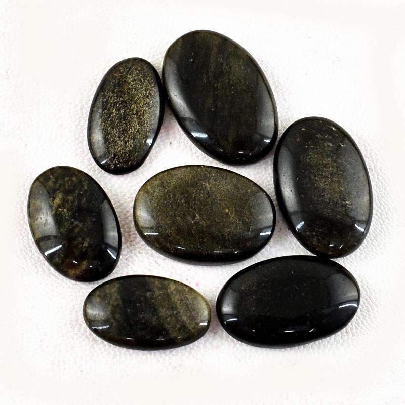 gemsmore:Natural Black Obsidian Gemstone Lot - Oval Shape