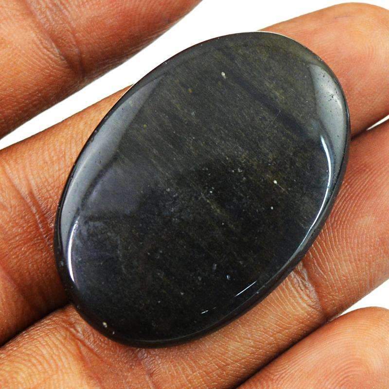 gemsmore:Natural Black Obsidian Gemstone Oval Shape