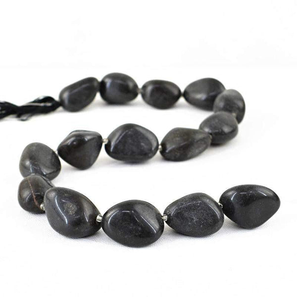 gemsmore:Natural Black Obsidian Unheated Beads Strand