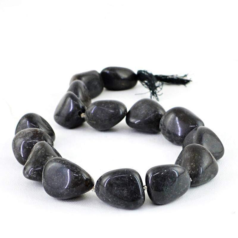 gemsmore:Natural Black Obsidian Untreated Beads Strand