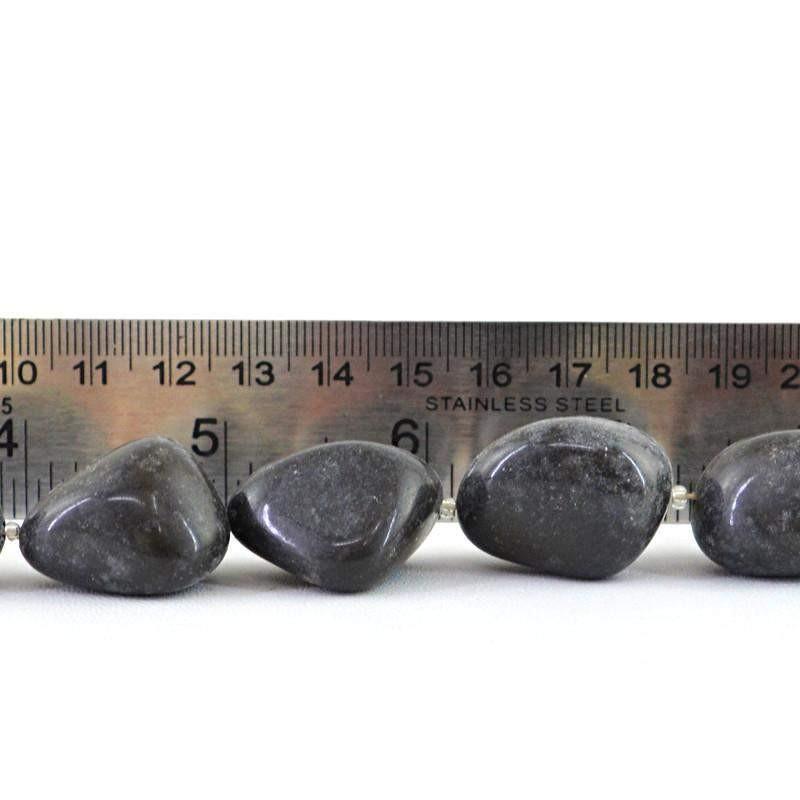 gemsmore:Natural Black Obsidian Untreated Beads Strand