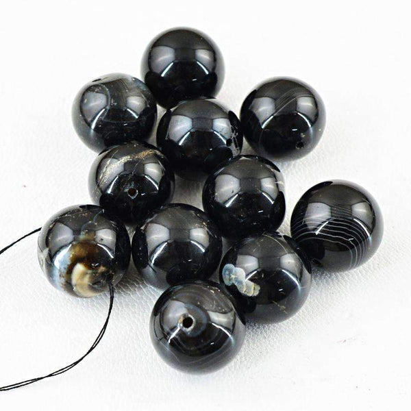 gemsmore:Natural Black Onyx Beads Lot - Round Shape Drilled