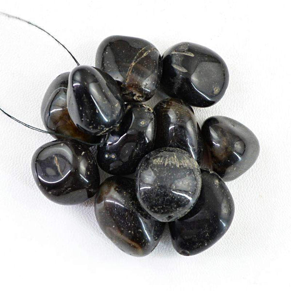 gemsmore:Natural Black Onyx Beads Lot - Untreated Drilled