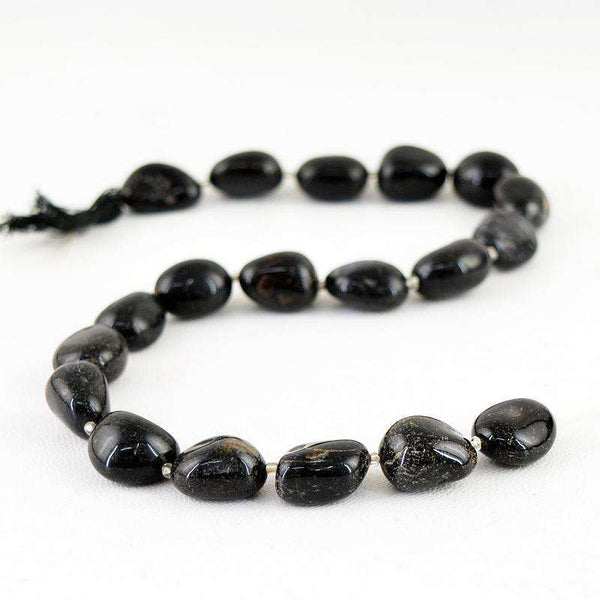 gemsmore:Natural Black Onyx Beads Strand - Drilled