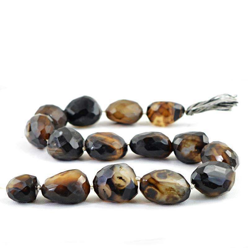 gemsmore:Natural Black Onyx Beads Strand Faceted Drilled