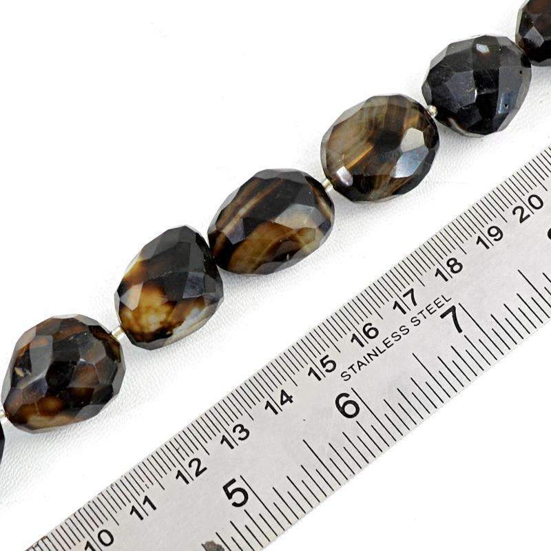 gemsmore:Natural Black Onyx Beads Strand Faceted Drilled