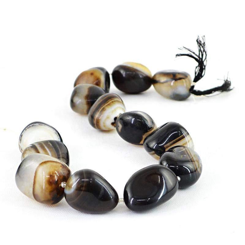 gemsmore:Natural Black Onyx Drilled Beads Strand